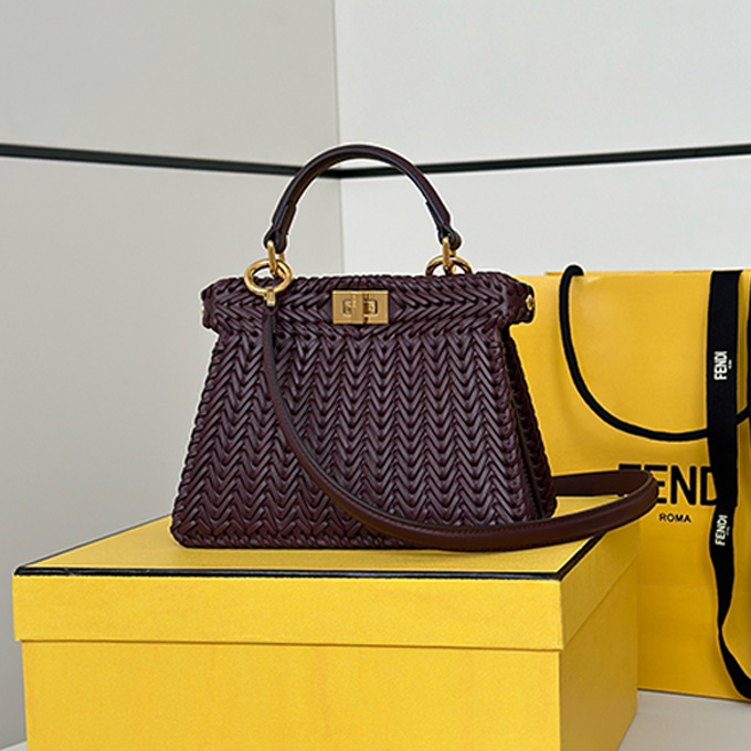 fendi peekaboo iseeu woven leather top handle handbag